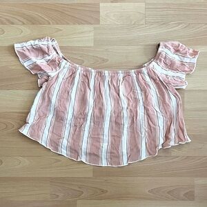 Forever 21 Striped Off-Shoulder Crop Top